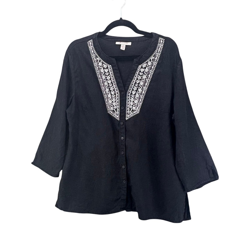 JM Collection Linen Tunic 14 Bohemian Island Eclectic Summer Vacation Relaxed